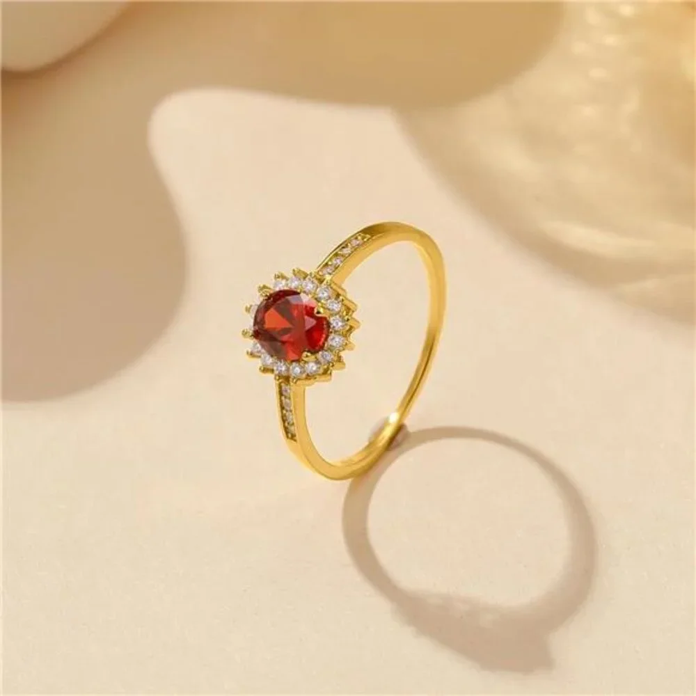 Ruby Ring for Women 925 Sterling Silver 14K Gold Plated July Birthstone Red